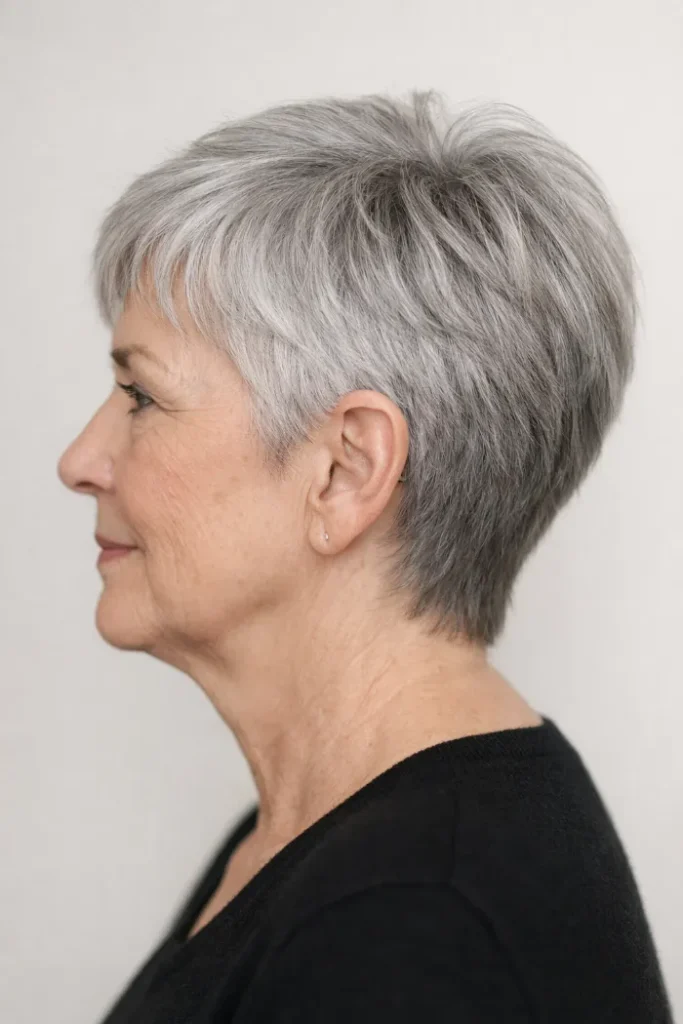 Short layered haircut with a textured finish
