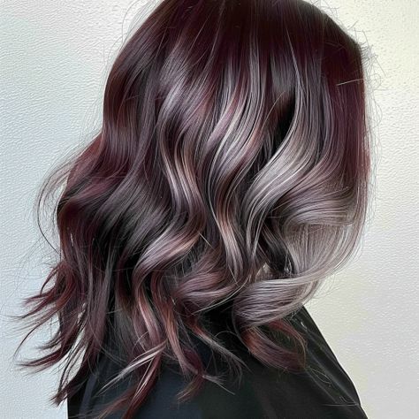 Plum gray blending hair color