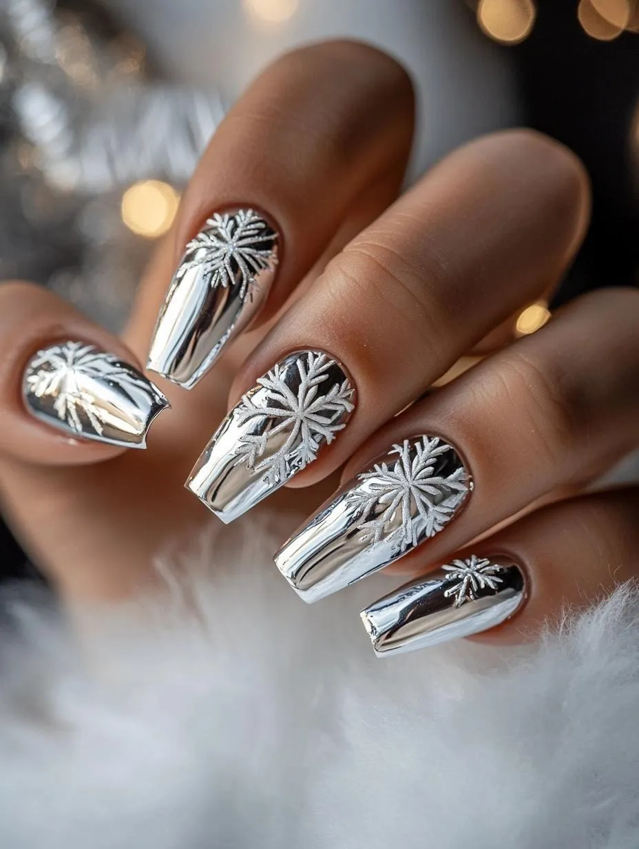 Mirror chrome with snowflake etching