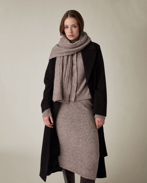Quiet Luxury: A Taupe Knit Set with a Long Coat
