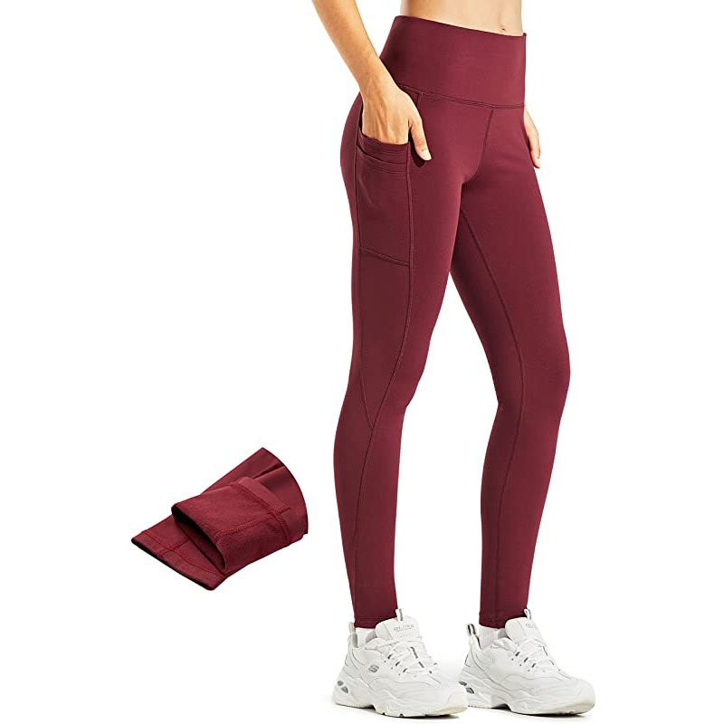 Woman wearing fleece-lined winter leggings for outdoor training