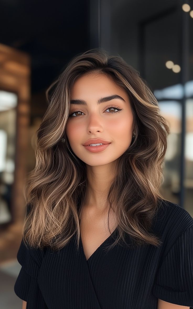 Woman with high-contrast blonde face-framing highlights against darker hair