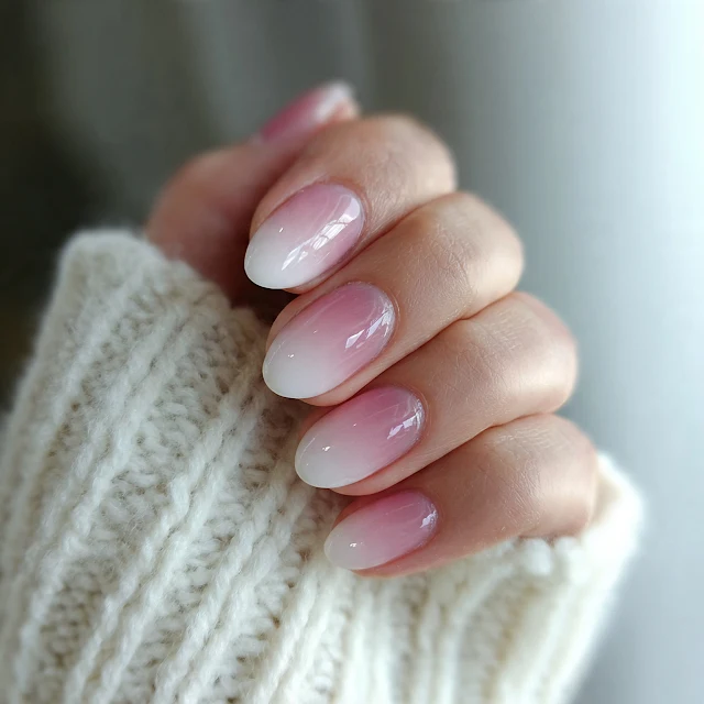Soft pink aura gradient nails