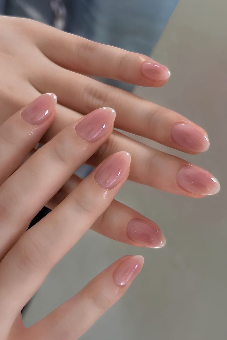 Mauve Mist: a dusty mauve bloom softening a nude base