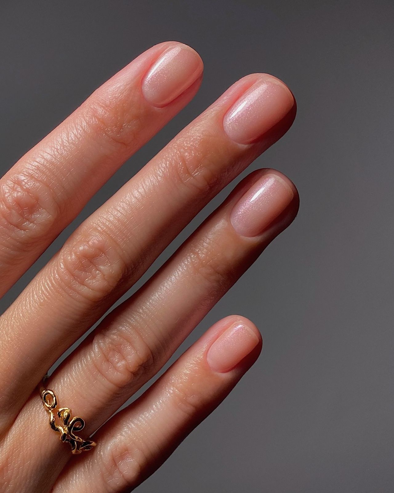 Sheer shimmer natural nails