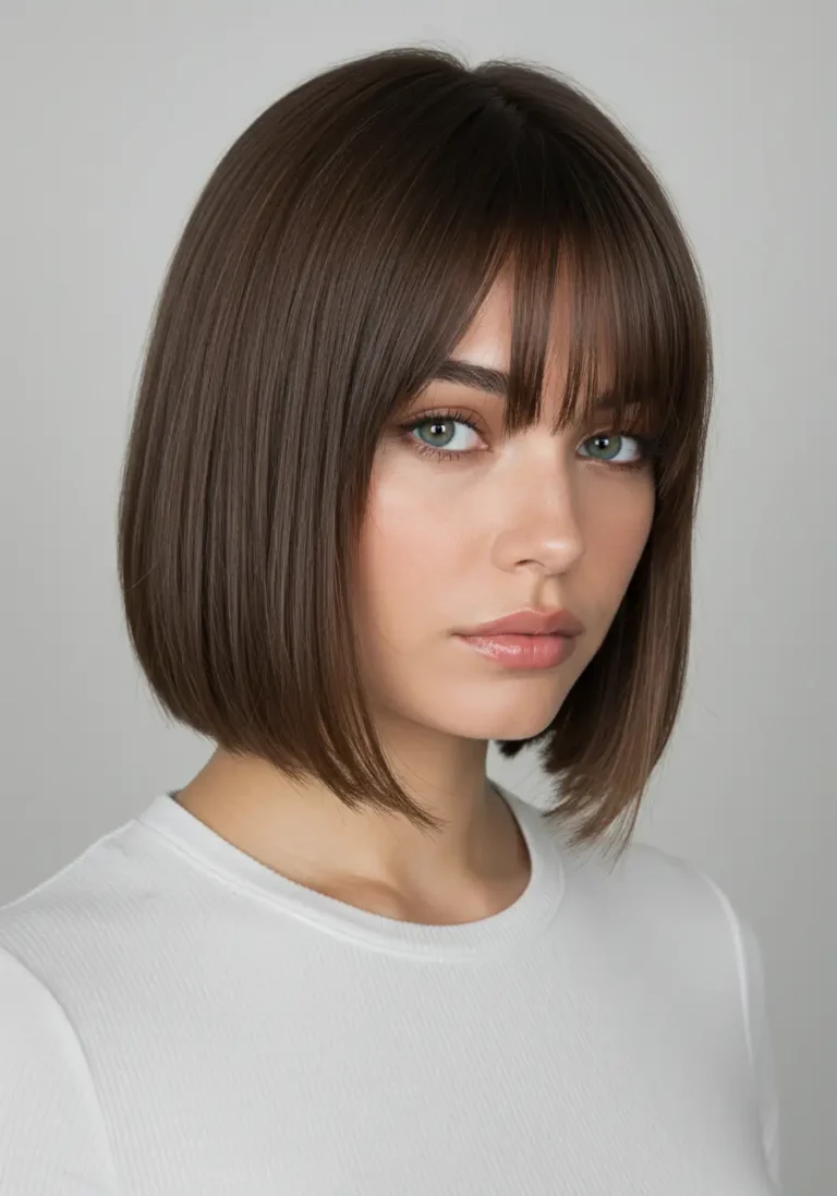 Sleek blunt lob with middle part