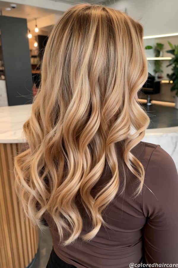 Butterscotch blonde wavy hair