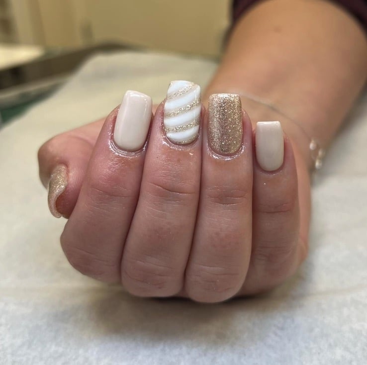 Champagne glitter Christmas nails