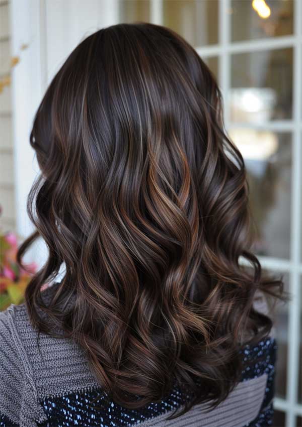 Dark mocha hair with ash brown lowlights