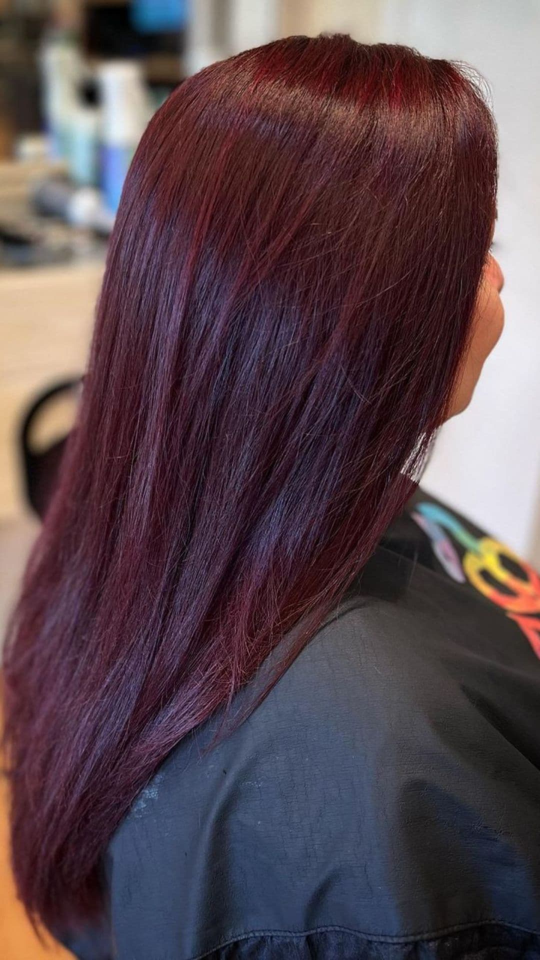 Deep mulled wine red hair color