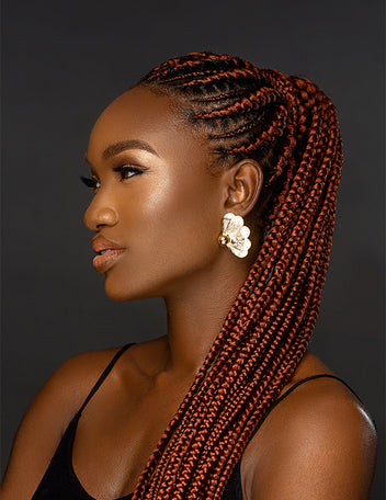 Copper red-brown braiding hair in warm tone
