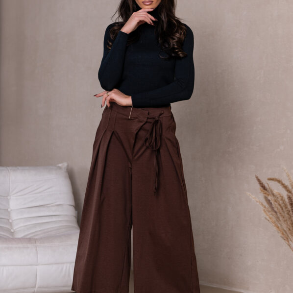 Chocolate brown wide-leg balloon trousers