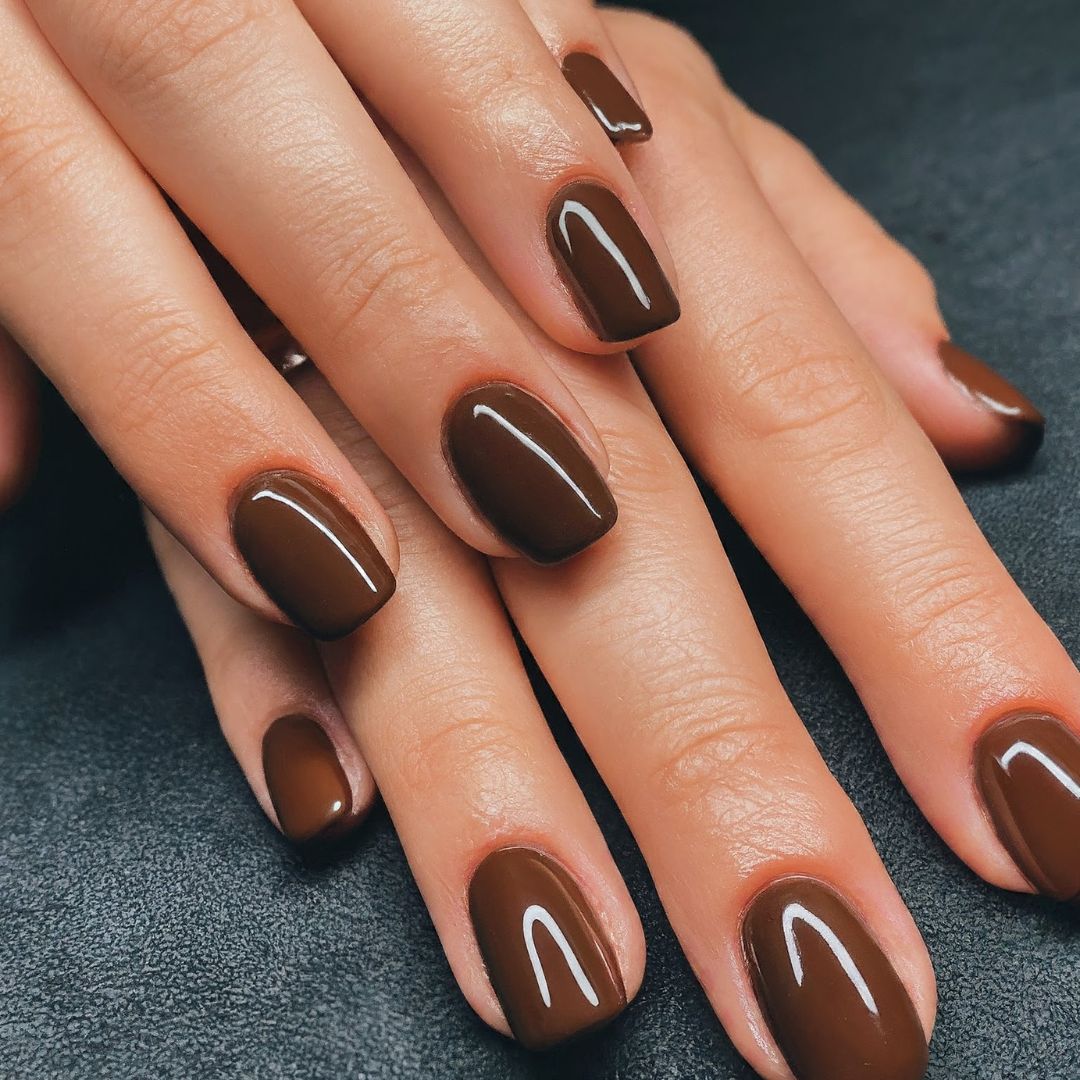 Dark chocolate brown nails