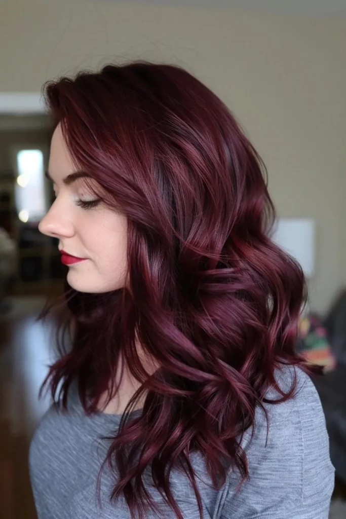 Deep plum merlot brown hair