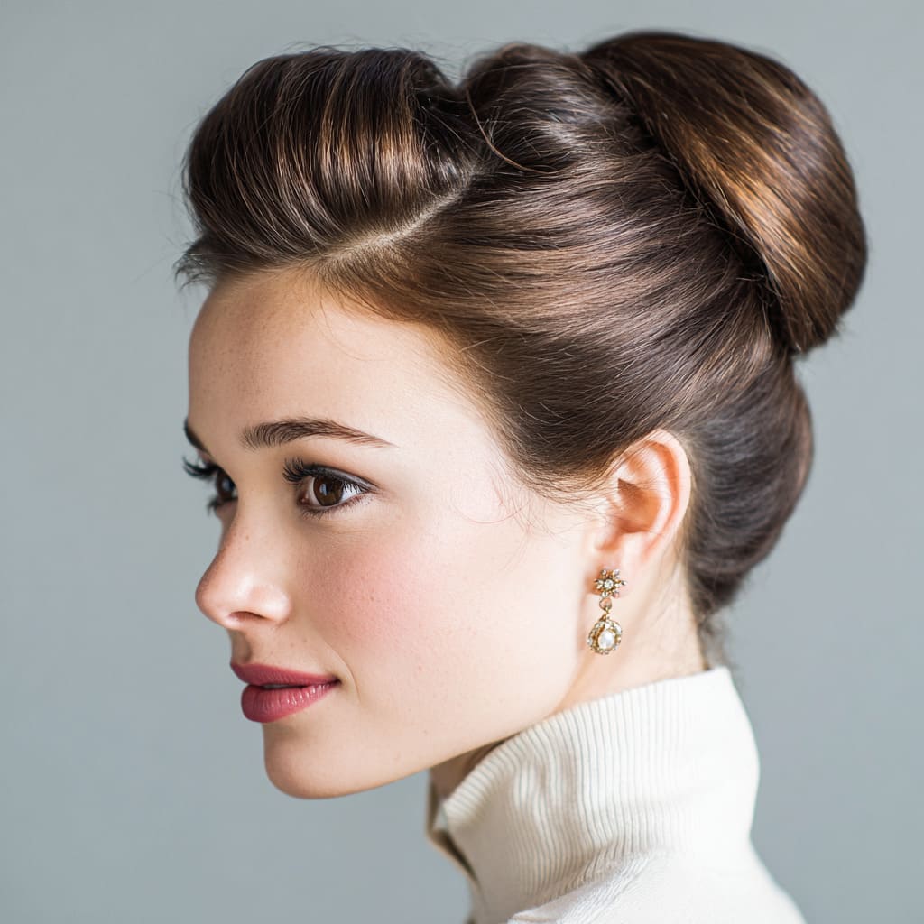 Woman with an elegant classic French twist hairstyle