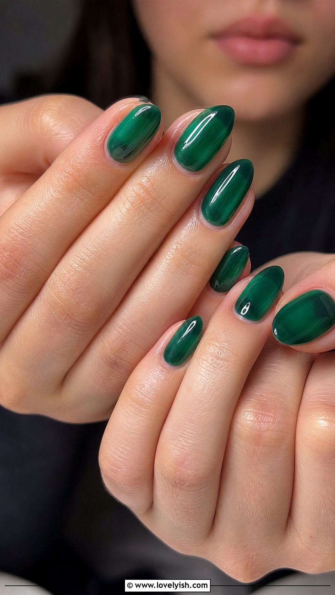 Translucent emerald green jelly nails