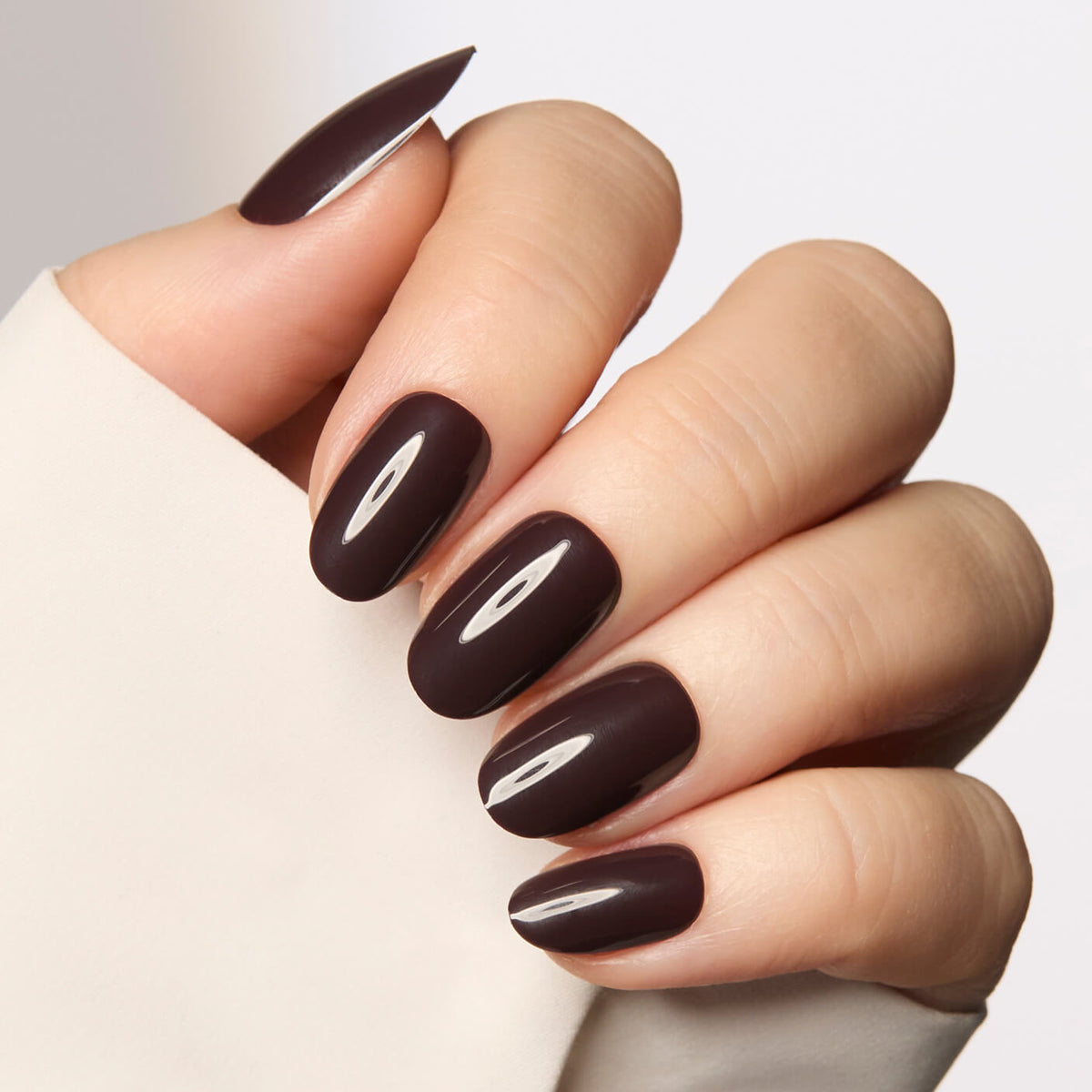 Espresso brown oval manicure