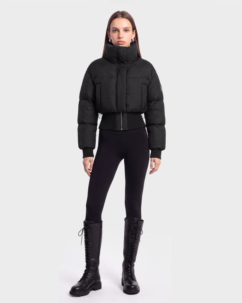 Black puffer coat all black winter outfit