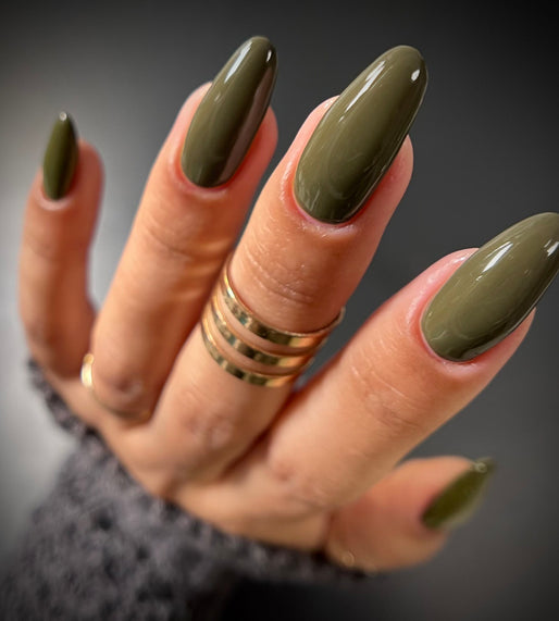 Matte olive green nails