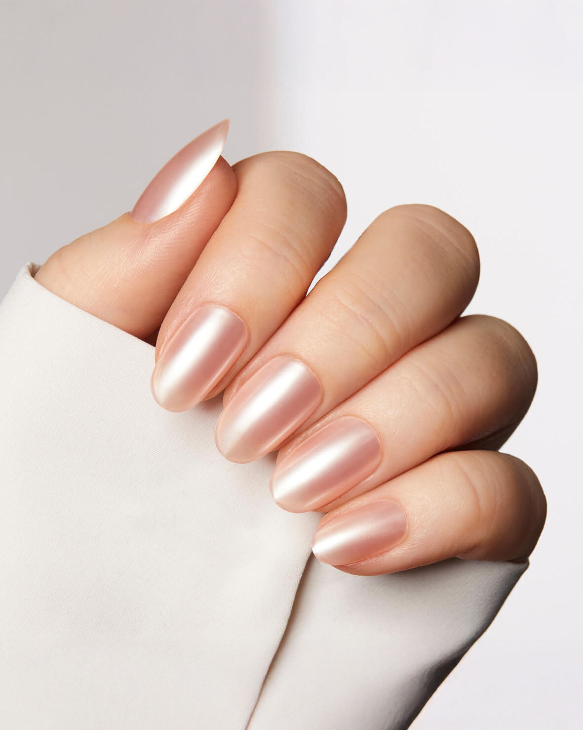 Glazed donut pearly sheen oval winter nails