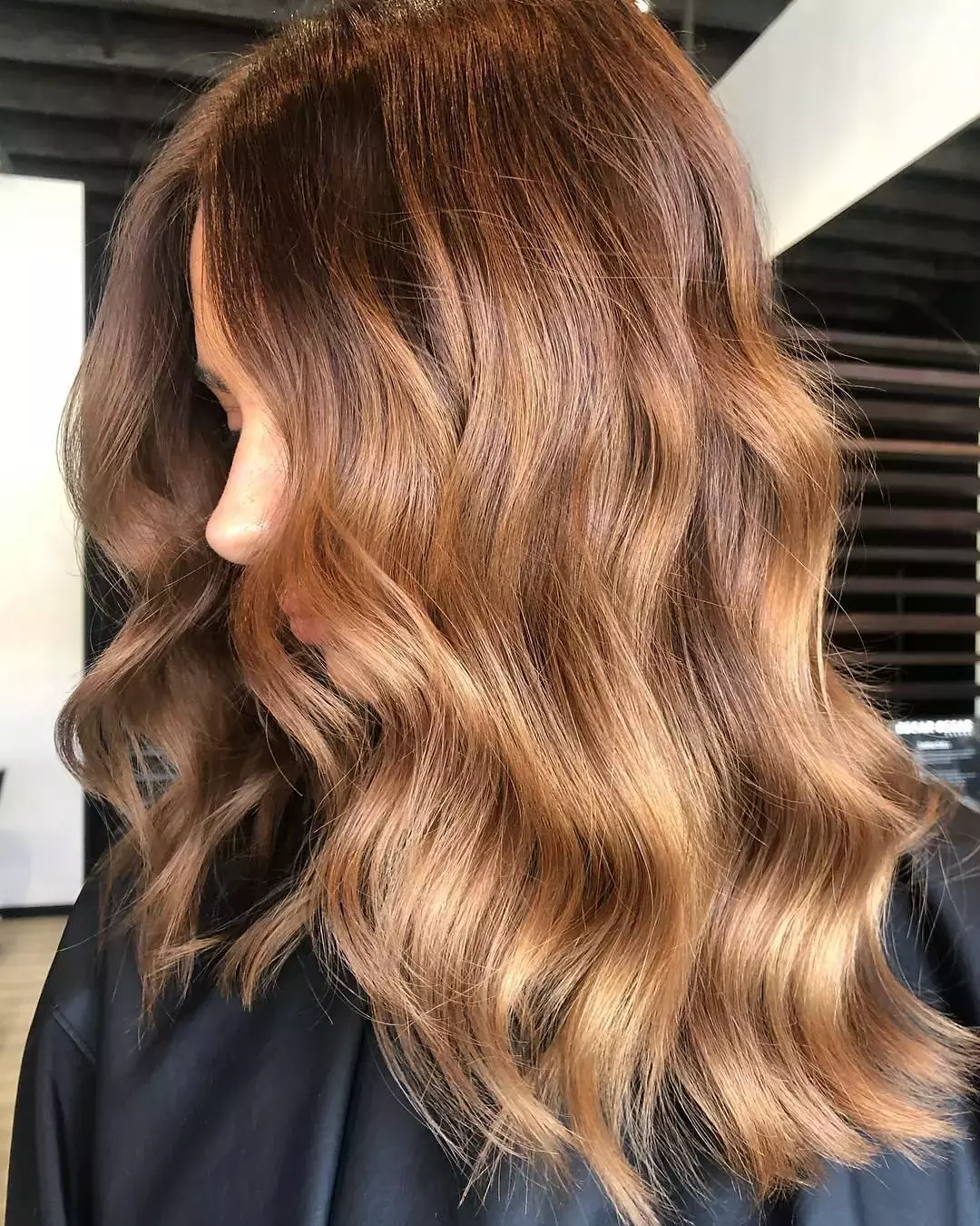 Golden chestnut brown hair color