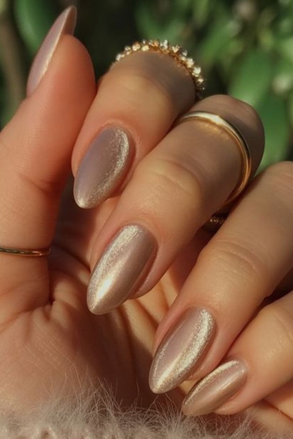 Golden Honey: a warm honey-gold polish on medium almond nails