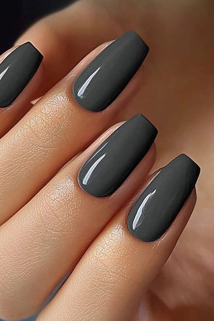 Long coffin nails in plain dark slate-gray gloss