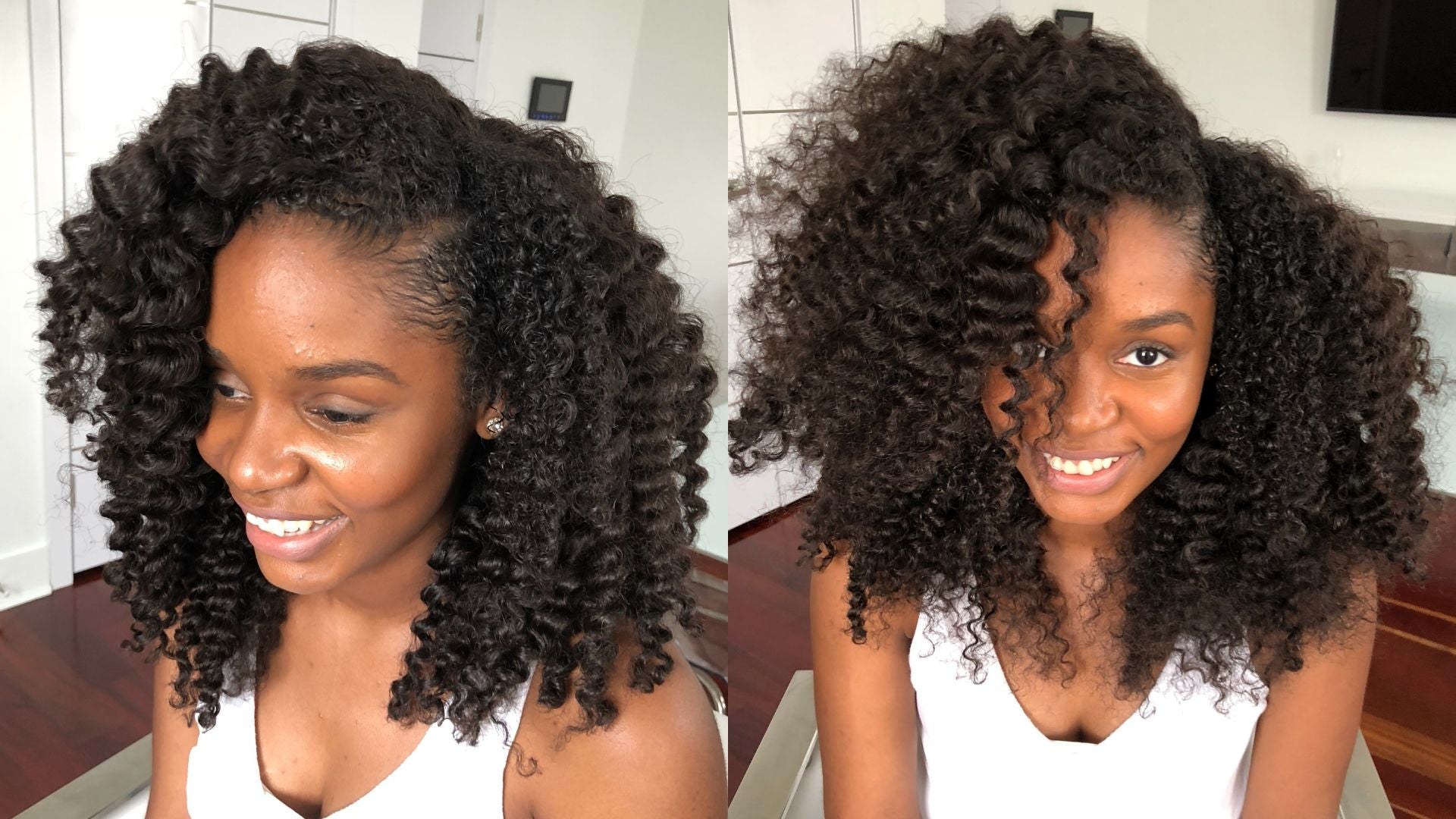 Defined twist-out hairstyle with stretched, uniform curls