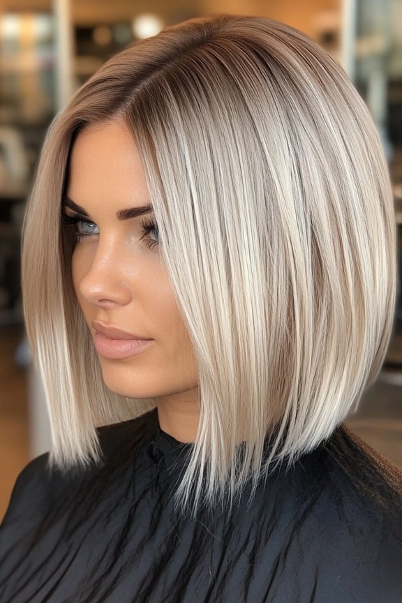 Blunt lob haircut with precision ends