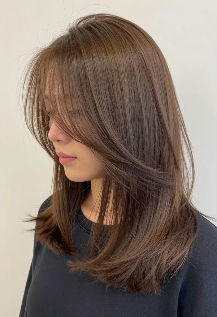 Neutral brown collarbone cut with low-maintenance layers