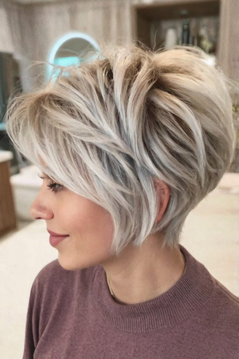 Short pixie cut with long layered top