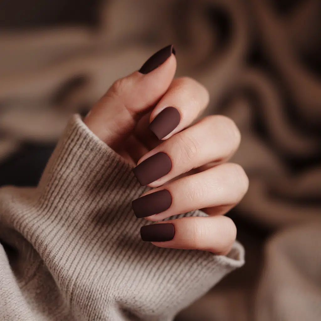 Matte espresso brown nails