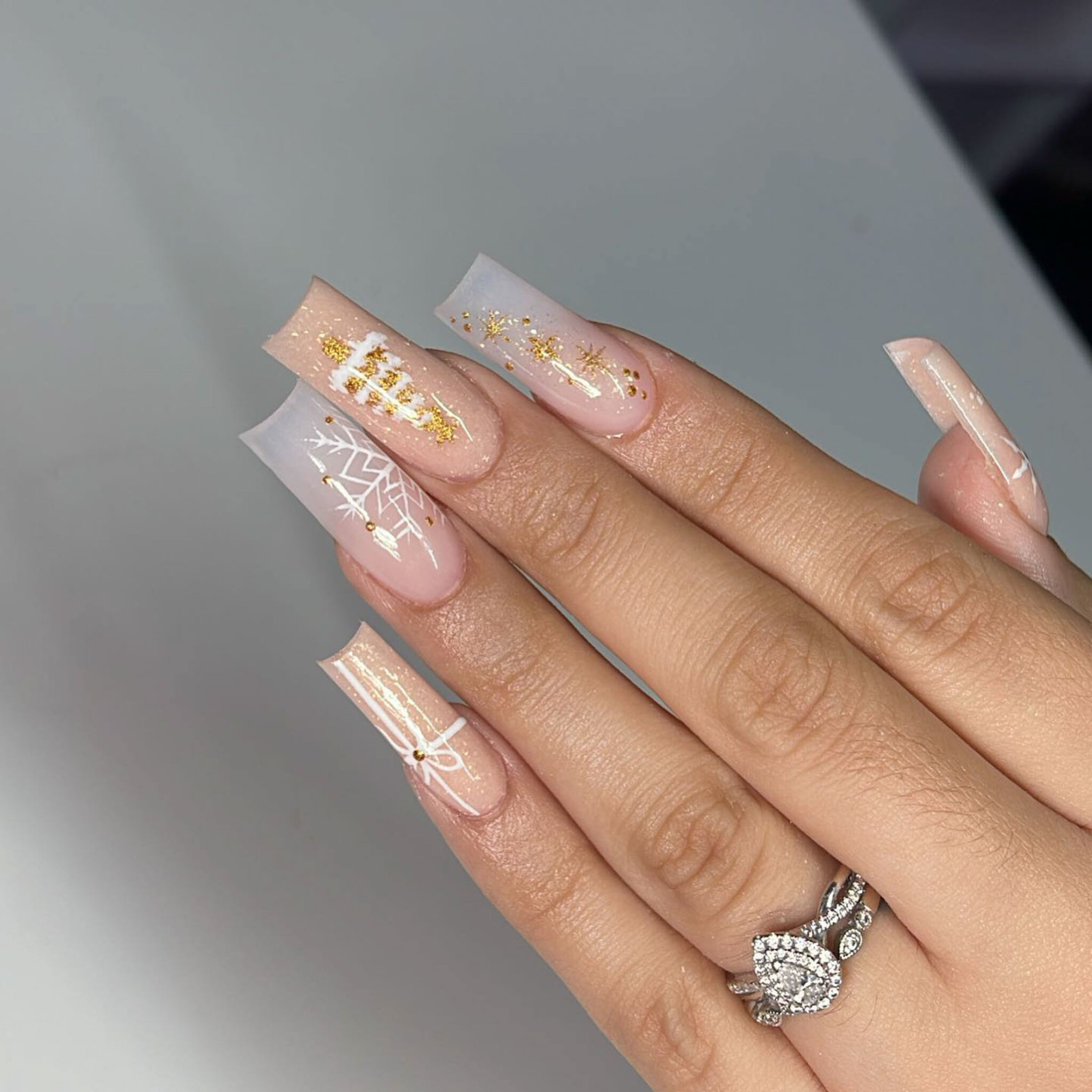 Champagne glitter ombre nails