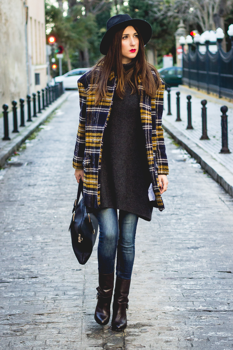 Plaid shirt with jeans and biker boots