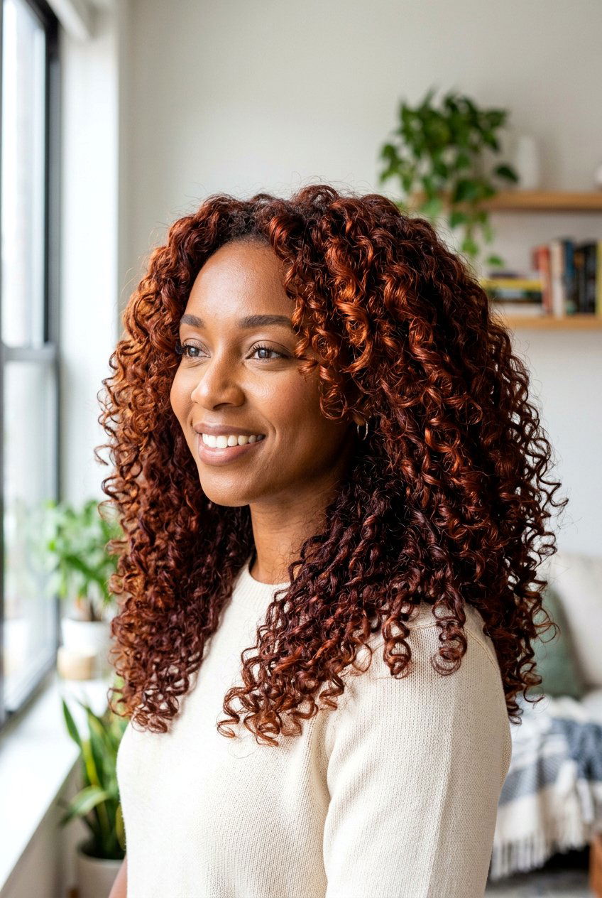 Reddish chestnut brown hair color