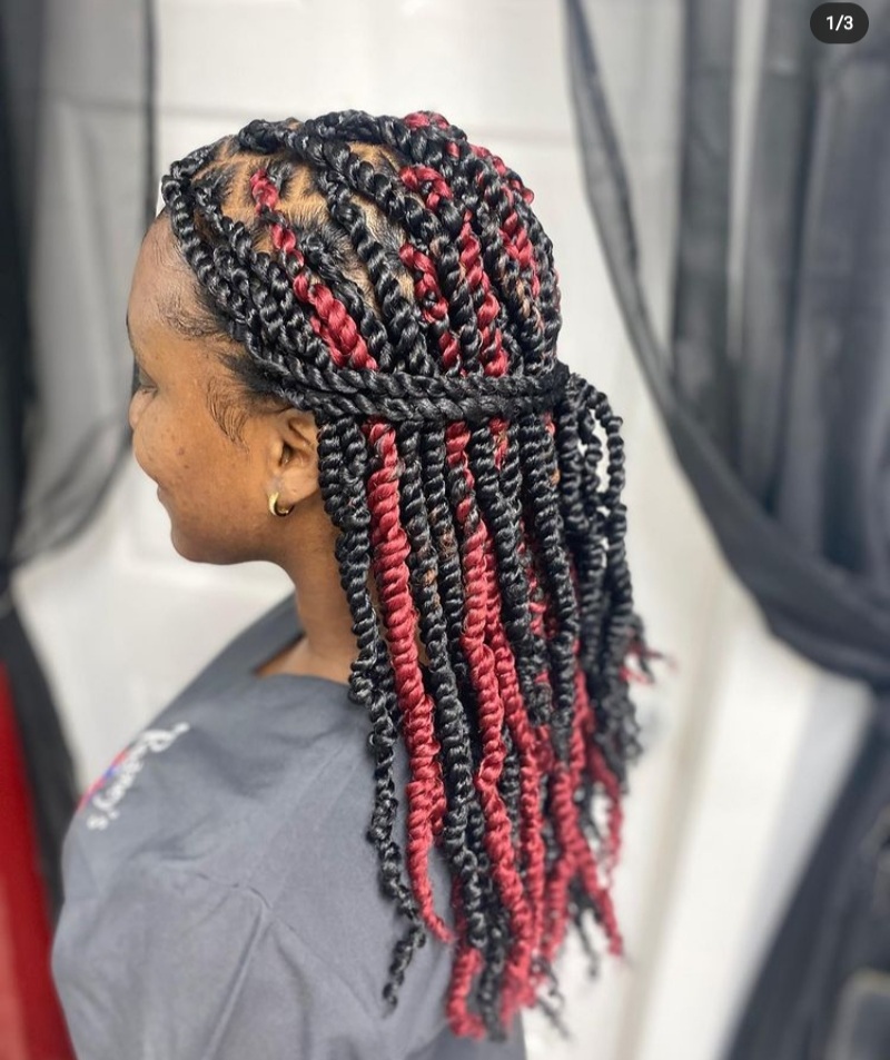 Black cherry passion twists mid-back length