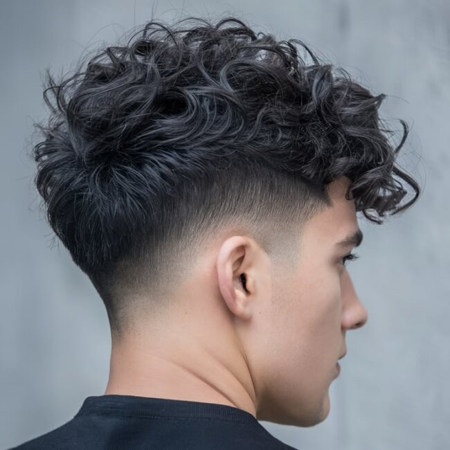 Man with a long textured top and shadow fade