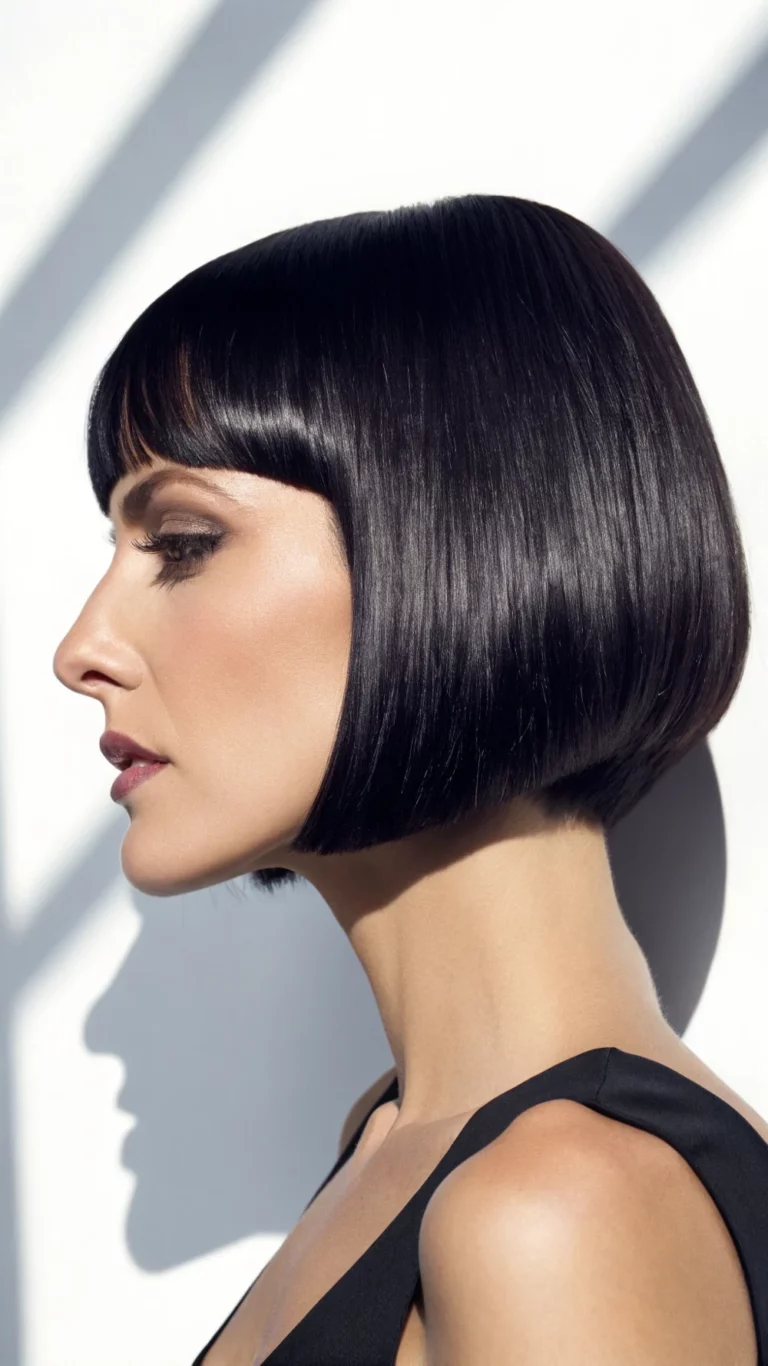 Sleek chin-length bob haircut