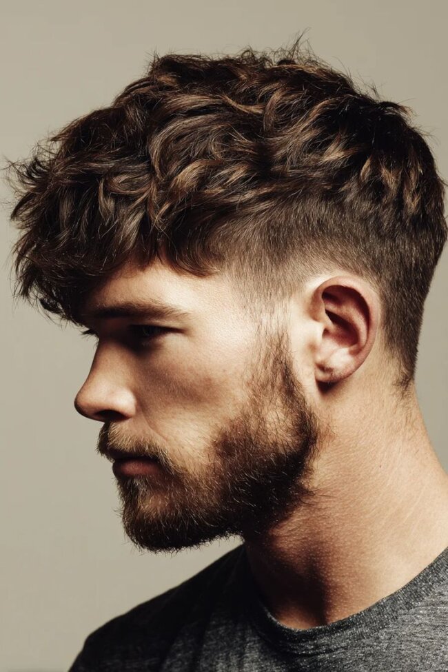 Man with a textured crop haircut and mid fade