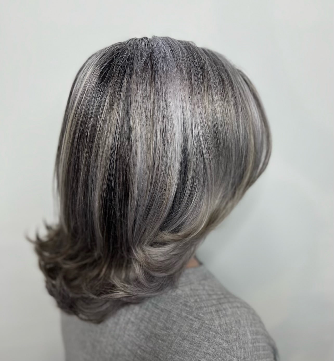 Silver fox waves with dark lowlights