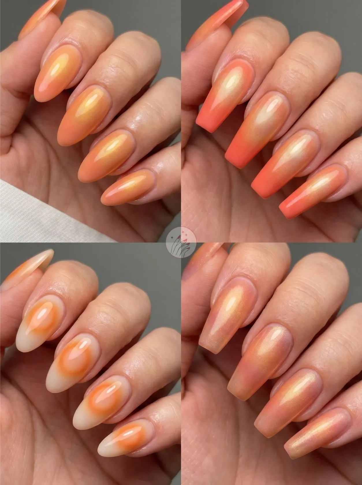 Sunset Orange Bloom: a warm orange aura fading to milky peach