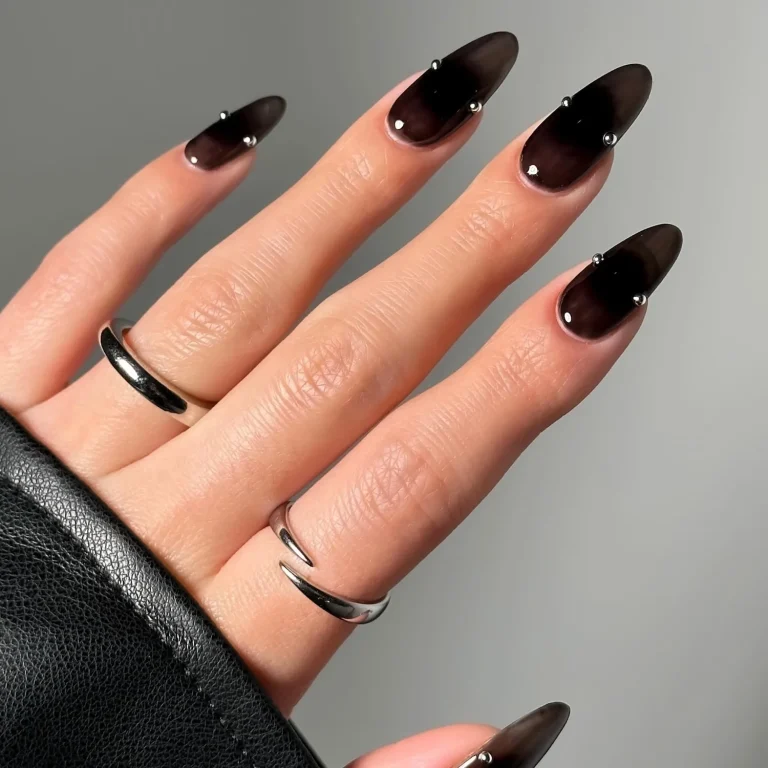 Smoky Charcoal Aura: a moody grey-black bloom on milky nude