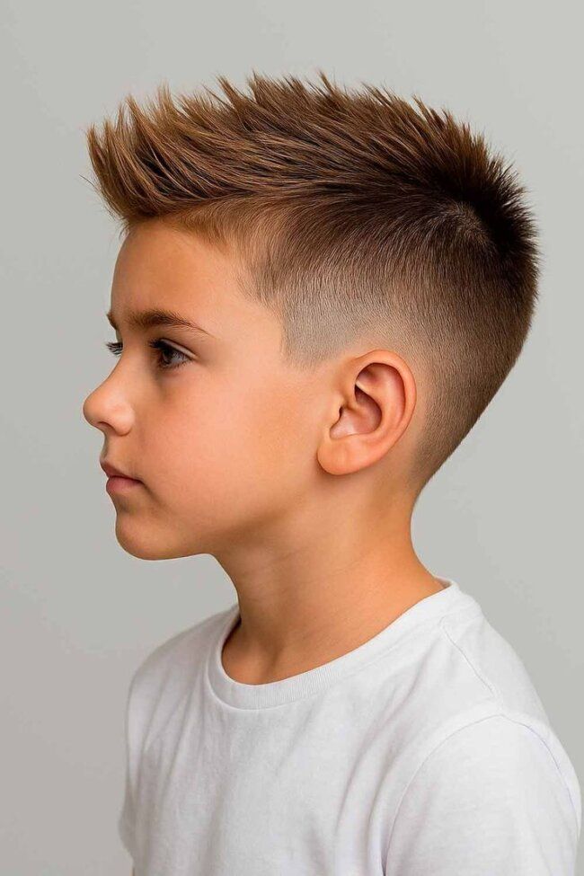 Boy with a spiky textured top and high skin fade