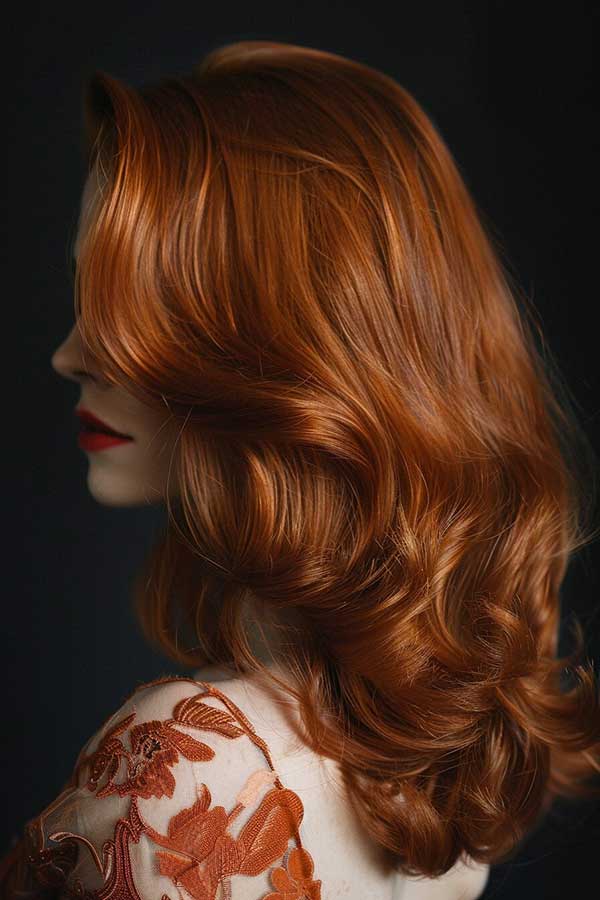 Rich Auburn with Copper Highlights — winter hair color idea for brown eyes
