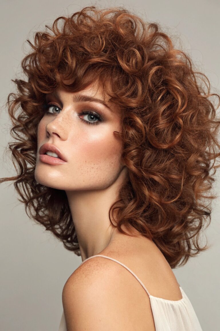 Auburn 70s-inspired shag haircut with textured layers