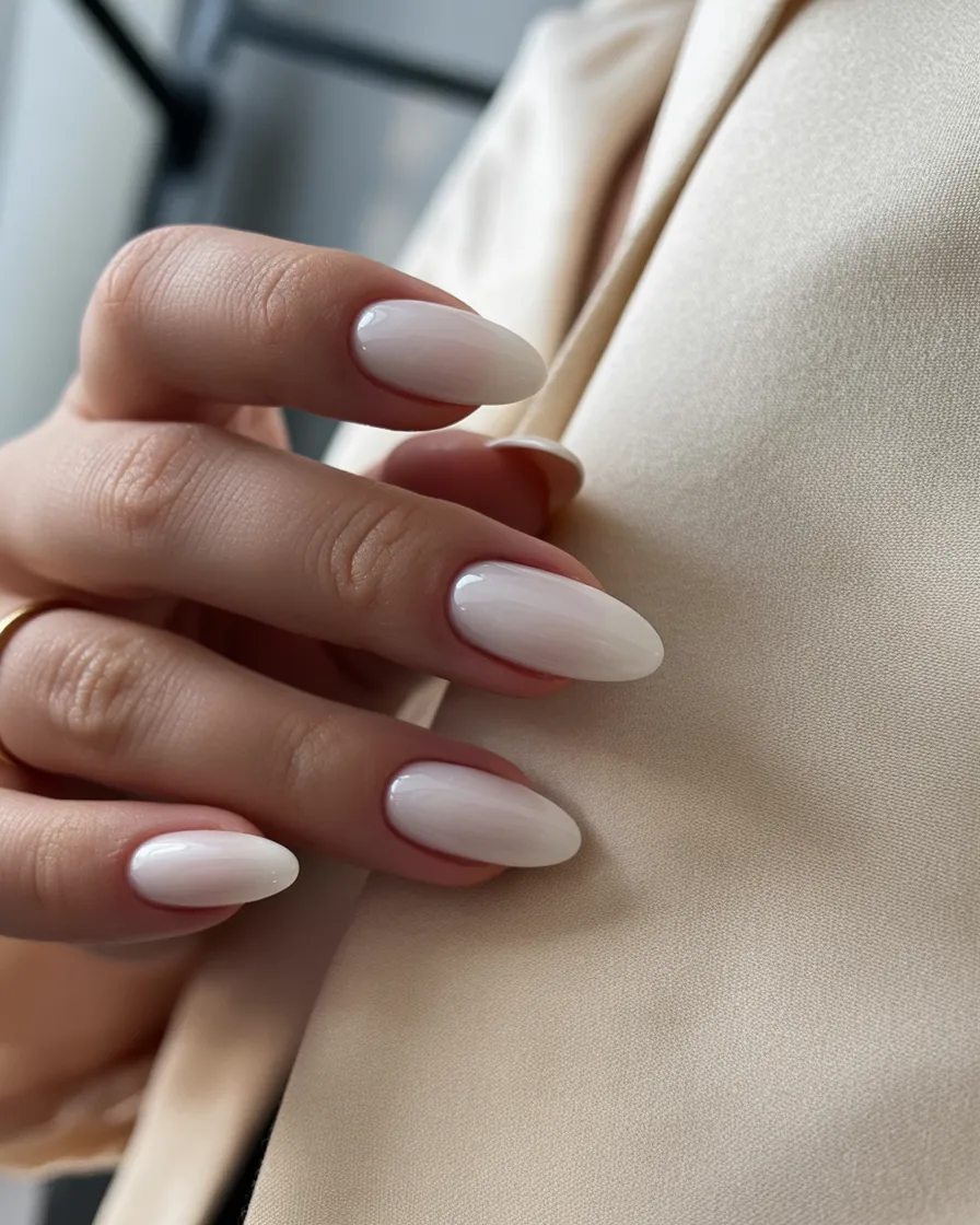 Sheer milky white elegant nails