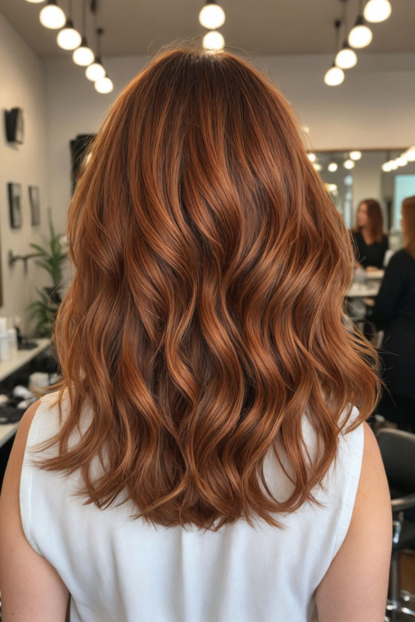 Natural auburn wavy hair