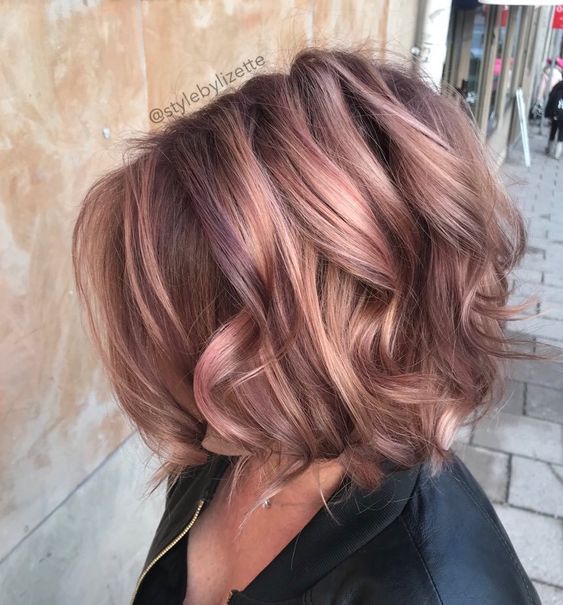 Rose-silver tinted bob haircut