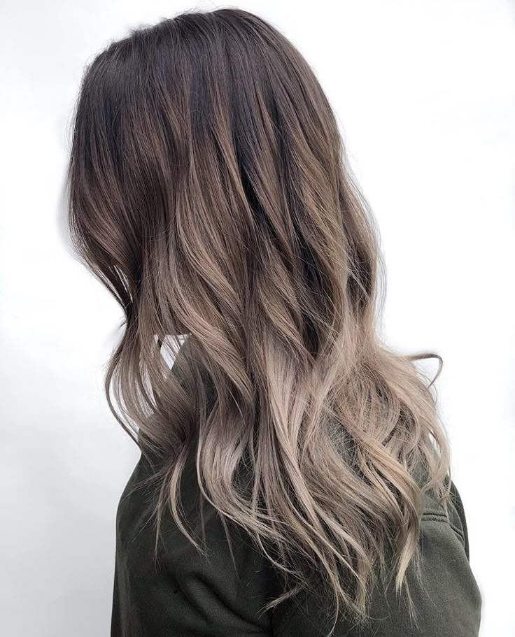Ashy mushroom brown balayage hair