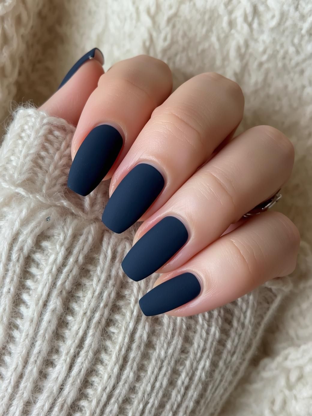 Matte navy blue nails